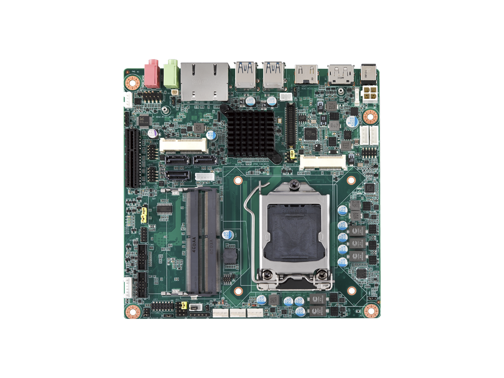 Advantech Industrial-grade Mini-ITX motherboard 7th & 6th Gen Intel<sup>®</sup> Core™ i7/i5/i3 LGA 1151 H110, DP/HDMI/VGA, 2 COM, 4 USB3.0, Dual GbE LAN, PCIe x 4, mini PCIE, DDR4, DC Input